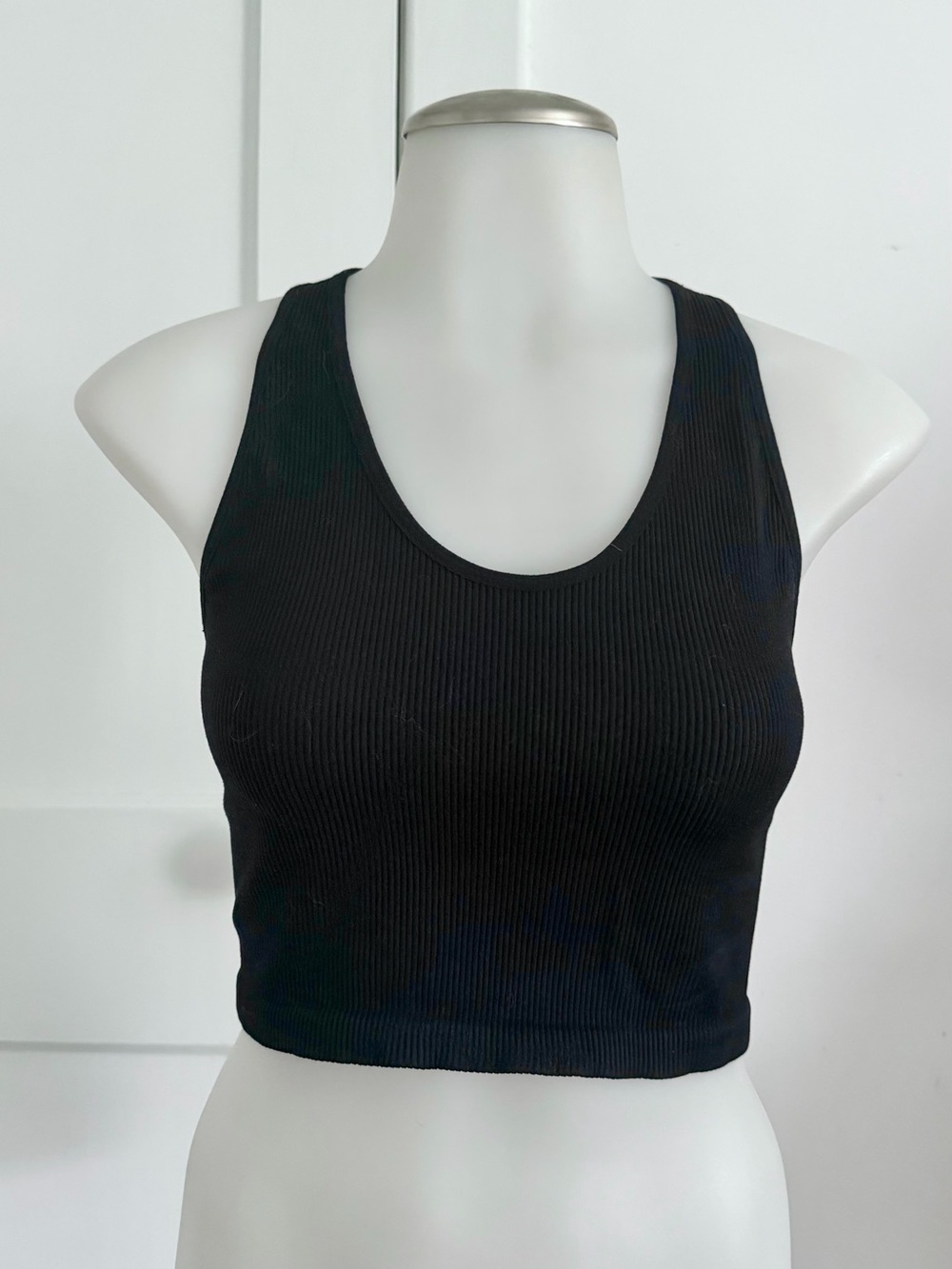 Zella Black Ribbed Racerback Crop Tank